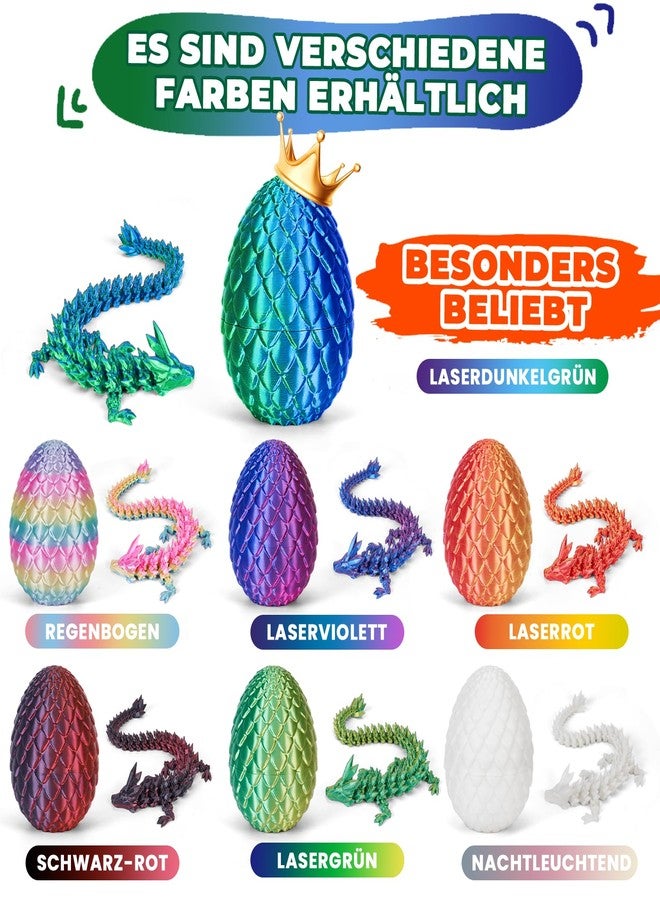 Aodomis Adomis 12inch 3D Printed Dragon Egg with Articulated Crystal Dragon Inside -Fidget Toys for Kids 8-12,Dinosaur Egg Toys for Kids Teens Adults, (Laser Cyan) - Image 4